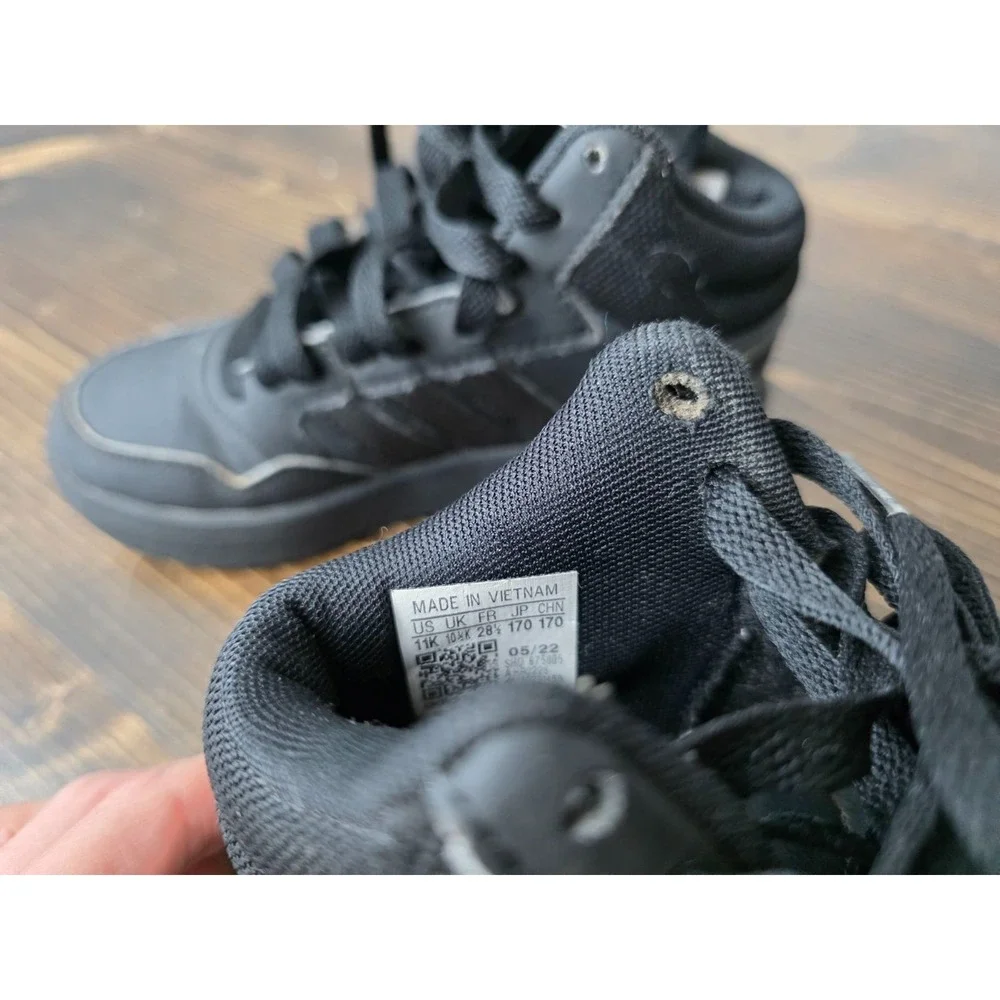 Adidas Hoops Mid 3.0 Kid's Basketball Shoes Size 11 k‎ Black High Top Sneakers